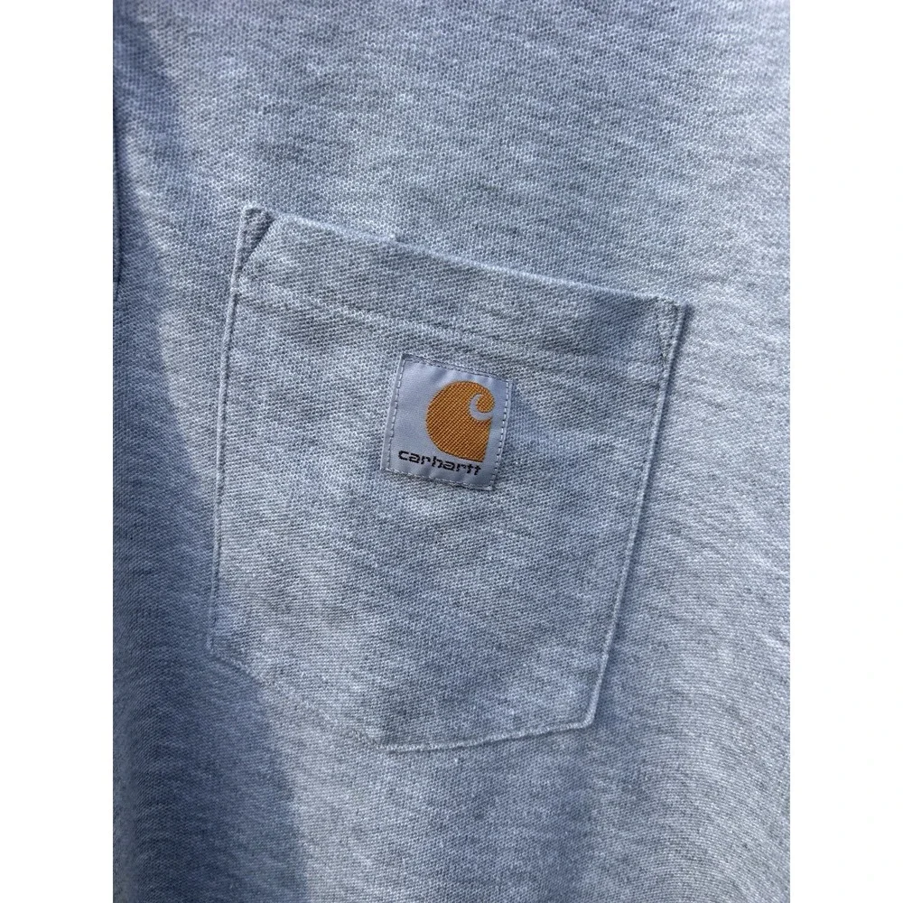 Carhartt Men's L Gray‎ Loose Fit Polo Shirt Short Sleeve Pocket Knit Casual/Work